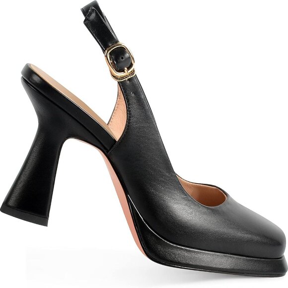 Women's Faux Leather Block Heel Sandals Slip-On Buckle Comfortable Shoes - Picture 4 of 7